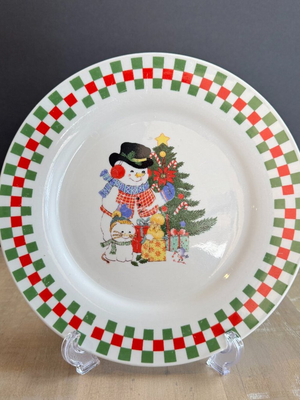 House Wares International Snowman and Cat Christmas Plate ( Replacement)